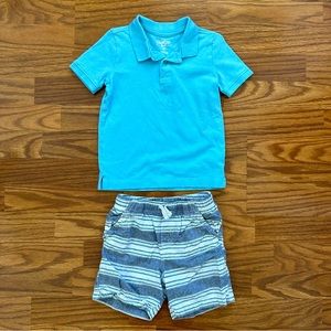 2pc OshKosh Jumping Beans Toddler Boys 4T Short Sleeve Polo Shirt Shorts EUC!